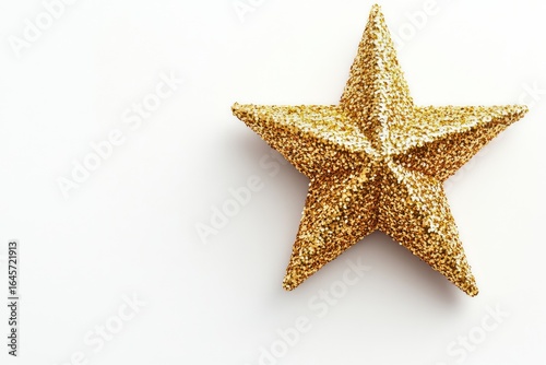 Golden Star Decoration Shining on a White Background for Festive Occasions.