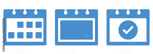 Calendar icon set. Calendar symbol. Calendar and Planner Icons . Time, Star, Add Date, and Event Symbols in Flat Style.