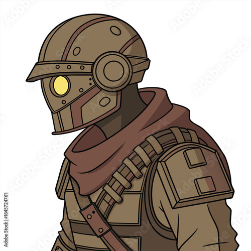 A lone determined post apocalyptic hunter stands ready for action depicted in a striking front view vector illustration with a gritty survivalist aesthetic
