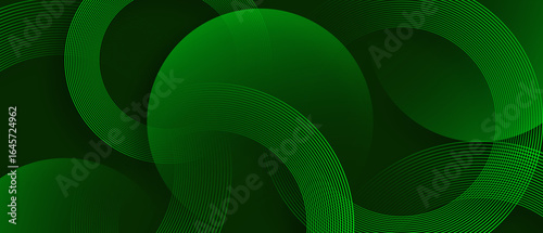 green abstract banner with circular geometric shapes background