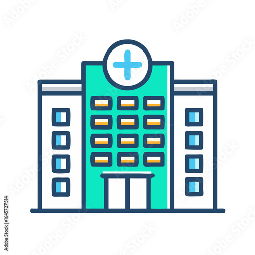 Hospital Building Illustration: A vibrant, illustrated hospital building, embodying a sense of care and medical support.
