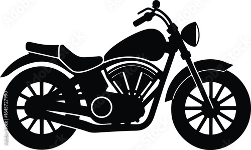 Classic motorcycle silhouette isolated on transparent background