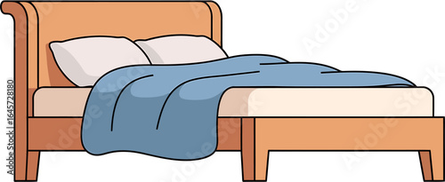 Cartoon illustrations of office equipment, including a bed, chair, and a laser printer, designed as icons and vector illustrations