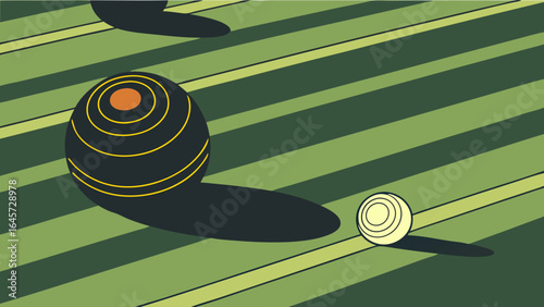 Abstract Illustration of Lawn Bowls and Jack.
