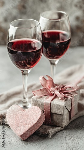 Romantic Celebration With Red Wine and Gift Boxes, Perfect for Special Occasi...