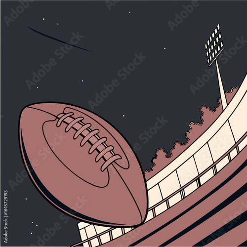 American Football in Stadium Night Scene.