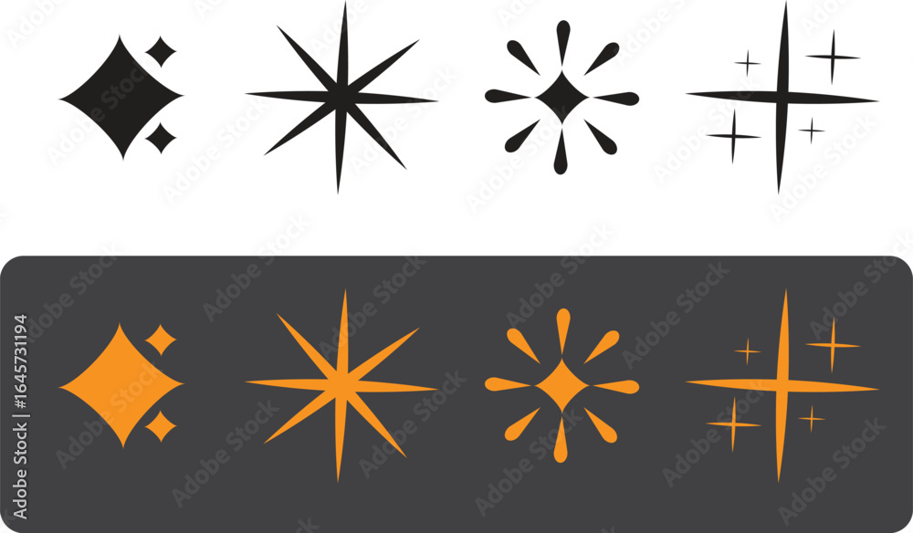 Obraz premium Star icons. Twinkling stars. Sparkles, shining burst. Christmas vector symbols isolated. Retro futuristic sparkle icons collection. collection of star icons in vector, shining icons, shiny, sparkling