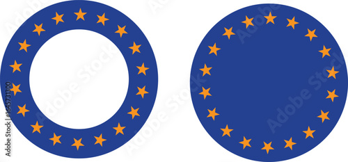 european union round flag. eu flag icon with standard colours. vector illustration on transparent background.