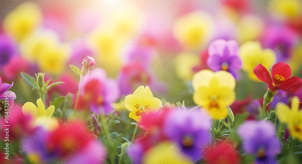 Fototapeta premium Vibrant Pansy Flowers Spring Garden Bloom