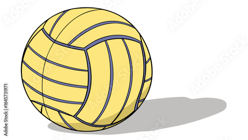 Cartoon Volleyball with Yellow Panels and Purple Seams.
