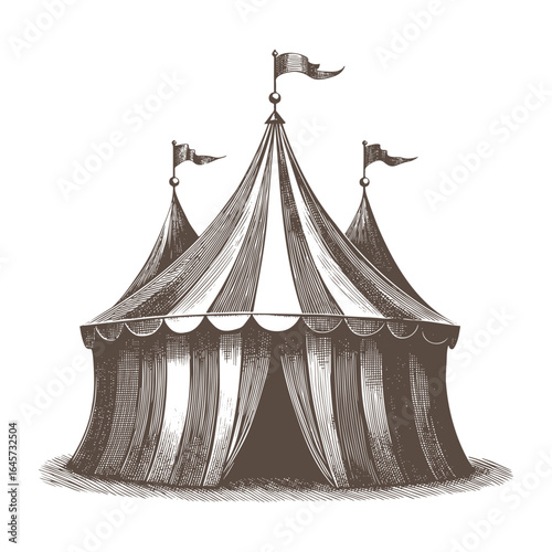 Engraving sketch of a circus tent vector illustration