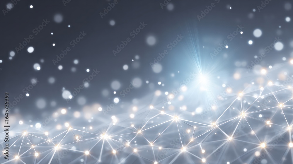 Fototapeta premium Dynamic light particles creating a connected network abstract environment digital art modern viewpoint technology concept
