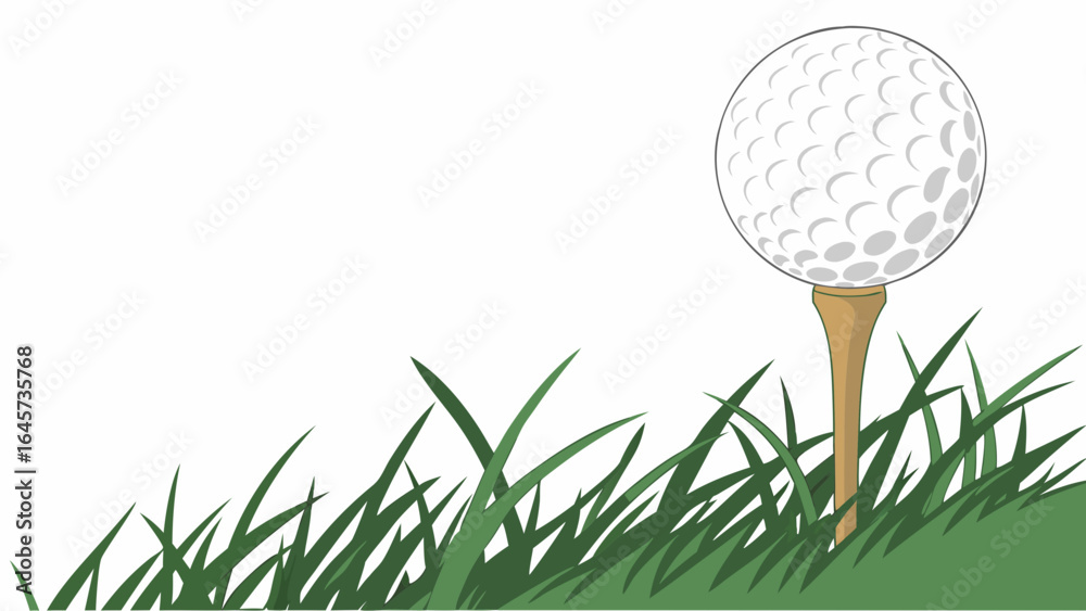 Fototapeta premium Golf Ball on Tee in Grassy Field.