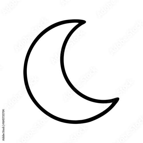 Simple isolated crescent moon outline illustration
