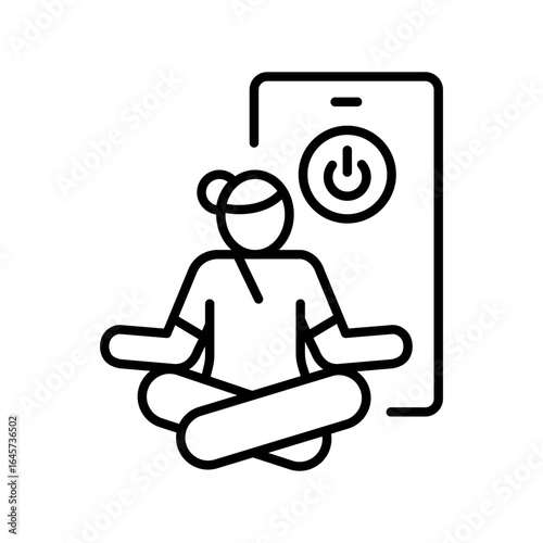 digital detox black line icon.