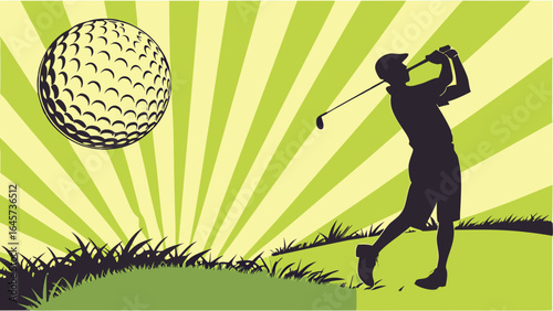 Golfing Silhouette on a Sunny Day.