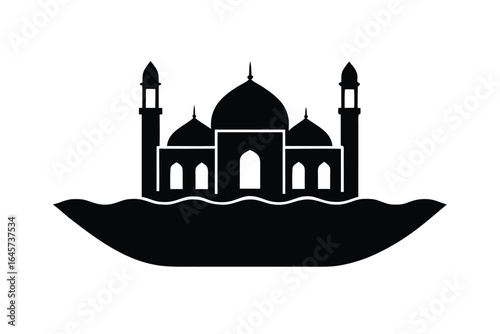 Vector art of taj mahal silhouette isolated