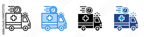 Ambulance icon set multiple style collection