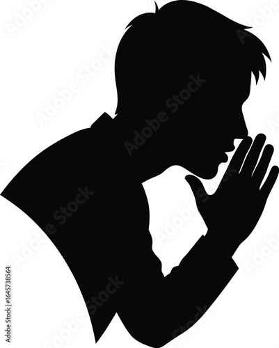 Silhouette of a man whispering a secret, conveying confidential information, gossip, or a private message