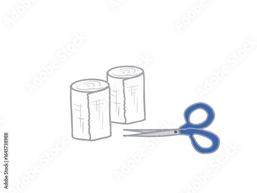 Bandage and scissors illustration