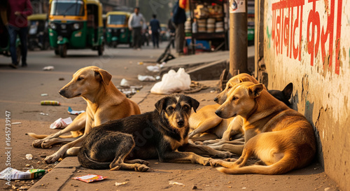 Stray dogs on a street in India