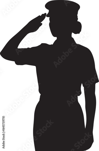 simple, flat, and minimalist silhouette of a soldier woman silhouette vector illustration