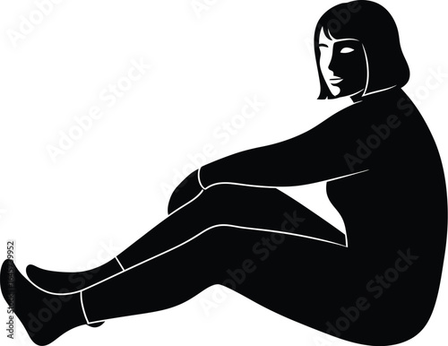 Silhouette of a woman sitting on the floor, portraying relaxation, contemplation, and emotional depth in a casual lifestyle