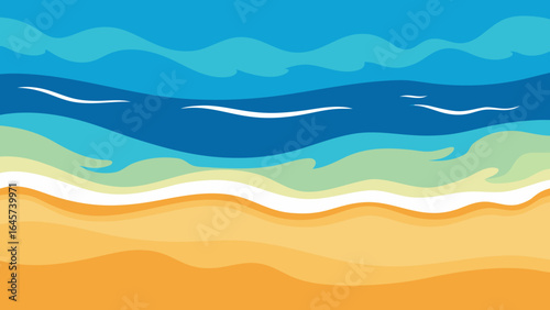 Ocean Waves gently breaking on a Golden Sand Beach a Peaceful Seascape