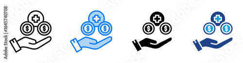 Cost icon set multiple style collection