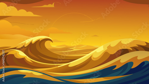 Stunning Ocean Waves in Golden Evening Light a Serene Seascape