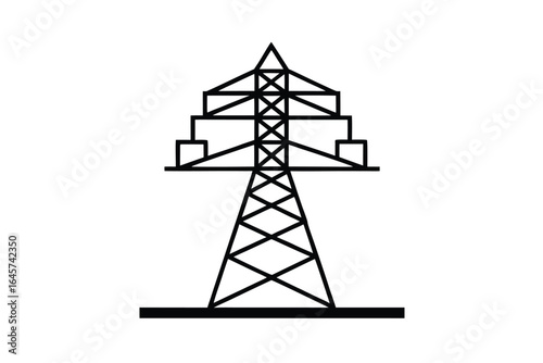 Vector art of electricity pylon tower for power transmission isolated