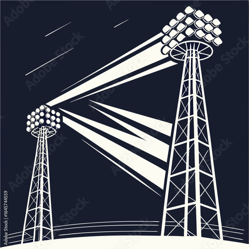 Powerful Stadium Lighting Towers at Night.