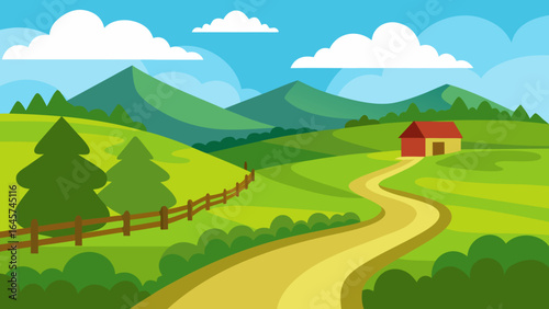 Inviting Countryside Trail Winding Through Green Pastures