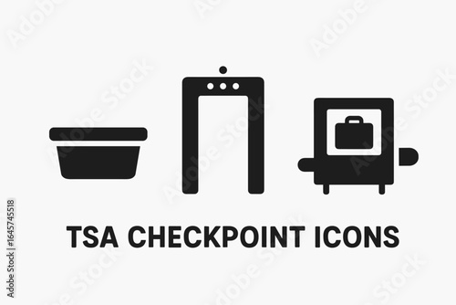 Airport security checkpoint icons set