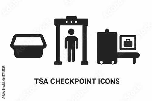 TSA airport security checkpoint icons set