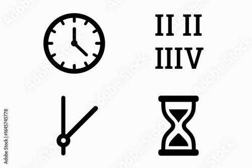 Timekeeping icon collection – clocks and timers, schedule management, punctuality symbols, simple line style
