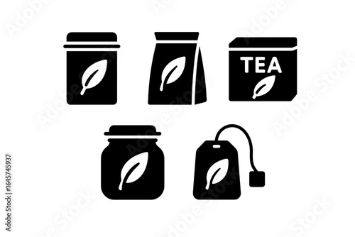 Organic Tea Packaging Icons Set