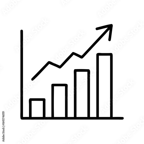 Line graph showing upward trend with increasing bar heights  