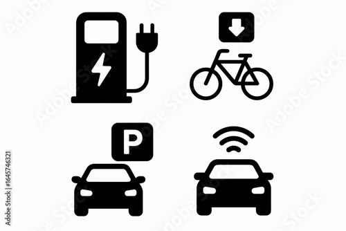 Smart Mobility and Transport Icons Set