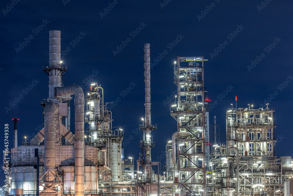 custom made wallpaper toronto digitalOil and gas refinery plant at night, Global business energy logistic transportation, Oil and gas refinery petrochemical industrial, Petrochemical refinery industrial energy supply chain.