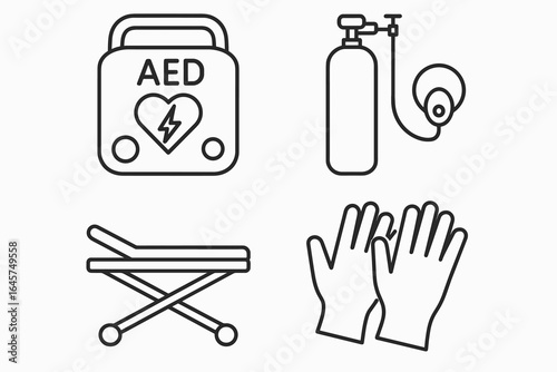Emergency Medical Equipment Icons Set