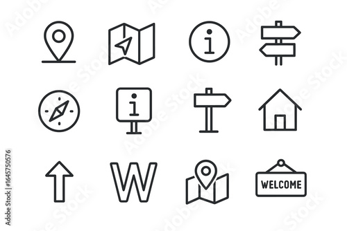Line icons collection – minimal outline symbols, modern vector set, graphic design elements, simple composition