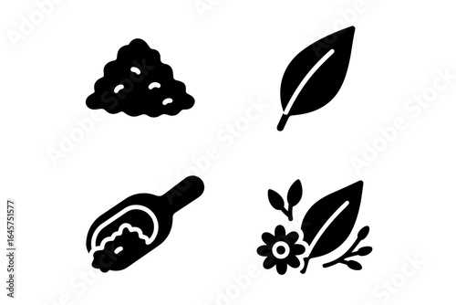 Tea flavor icons set – herbal blends, green and black tea varieties, natural ingredients, simple line style