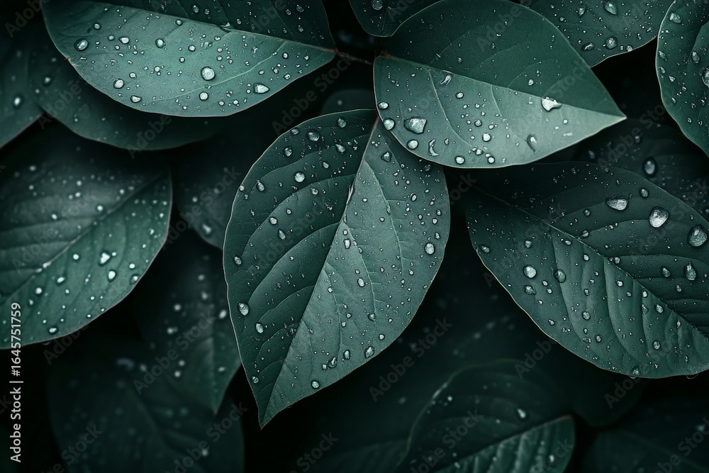 Obraz premium close up dark green leaves