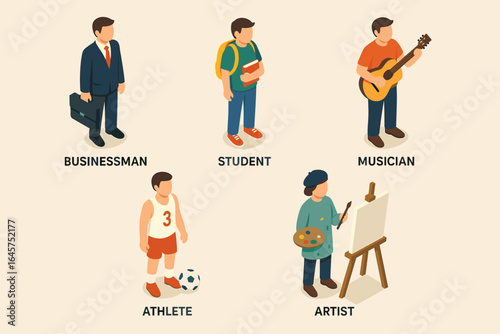 Isometric social icons set – media platforms, communication, network, simple 3D style