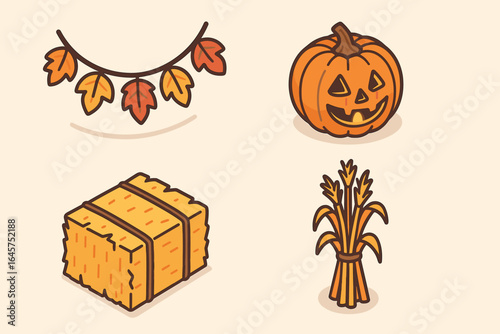 Seasonal icon set – four seasons symbols, weather changes, simple line style