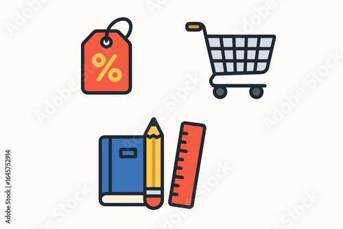 Shopping and Discounts Icon Set. Shopping and Discounts simple compose