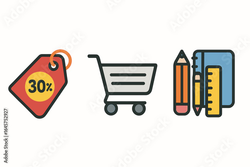 Shopping and Discounts Icon Set. Shopping and Discounts simple compose