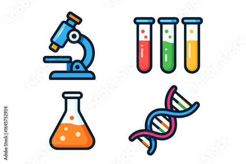 Colorful Science and Laboratory Icons. Science Icons Collection simple compose