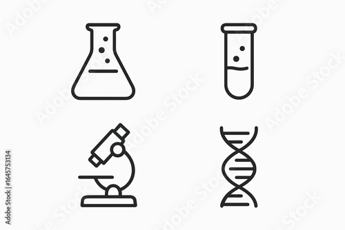 Science and Laboratory Line Icons Set
